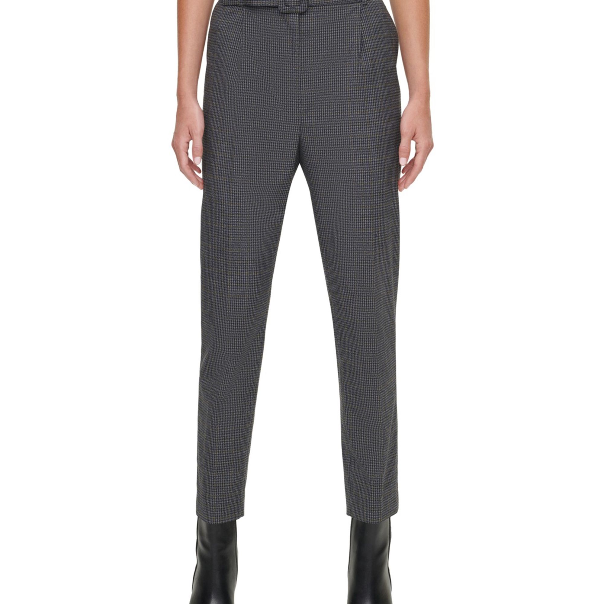 Womens Belted Casual Trouser Pants, Grey, Petite, 4P